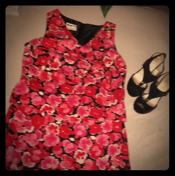 Pink & Red black lined Tea Dress - Picture 2 of 6